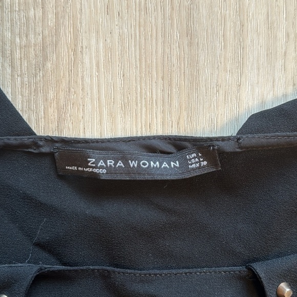 Zara Woman Short-Sleeve Studded Collar Blouse size L - Picture 4 of 4